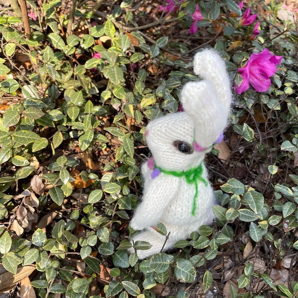 Hand crafted knit and needle felted bunny rabbit unique original handmade - Picture 11 of 16